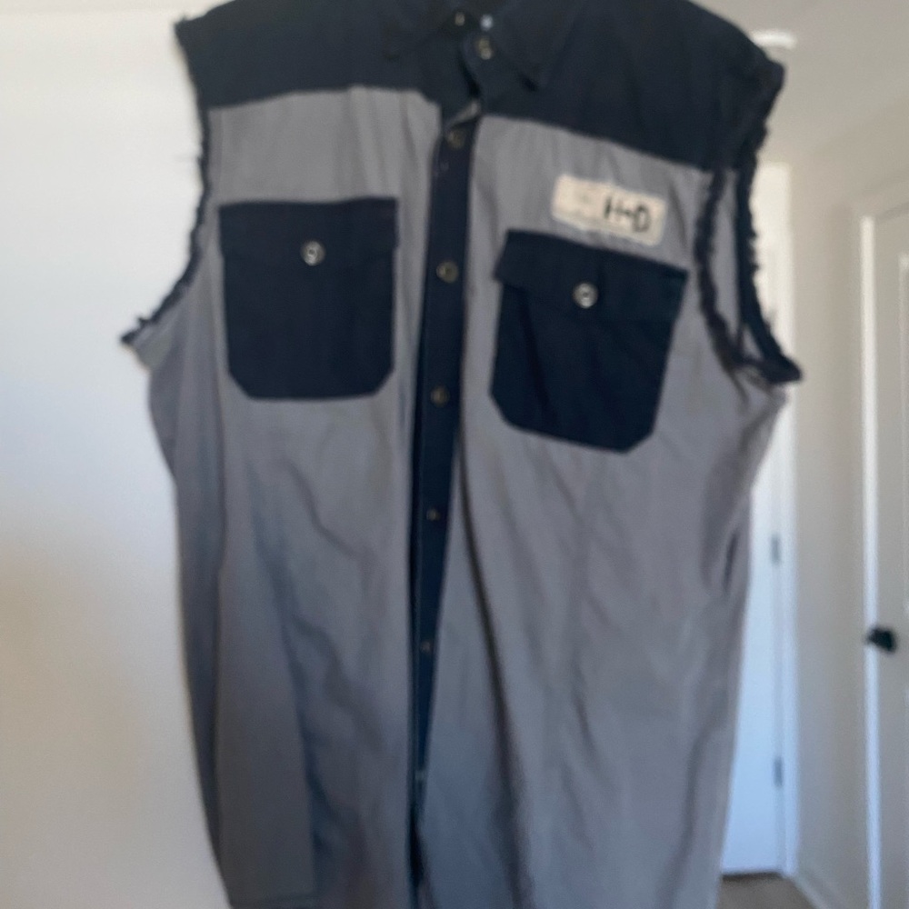 Men's Sleeveless Work Shirt - Gray/Black